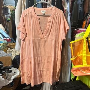 Coral V-Neck Tunic Top